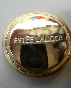 Adorable ESTEE LAUDER Miniature Pressed Powder Compact. A Rarer Shell Design Set with Swarovski Crystals. Excellent unused condition