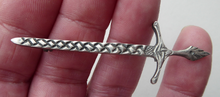 Load image into Gallery viewer, 1950s SCOTTISH SILVER BROOCH. Simple Vintage Lapel Brooch in the Shape of a Sword. Designed Robert Allison 1957
