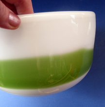 Load image into Gallery viewer, DANISH Holmegaard Glass Palet Bowl with Green Stripe. Designed by MICHAEL BANG. 1970

