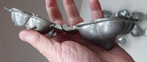 Antique Set of SIX Aluminium Chocolate Moulds. Very Substantial Items in the Form of Lotus Flowers