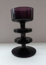 Load image into Gallery viewer, Stylish 1970s SHERINGHAM WEDGWOOD GLASS Purple Candlestick by Stennett-Wilson. 5 inches High
