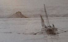 Load image into Gallery viewer, Rowland Langmaid Pencil Signed Etching Newlyn St Michael&#39;s Mount Cornwall
