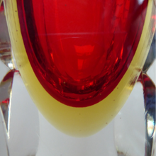 Load image into Gallery viewer, Vintage MURANO Mandruzzato Sommerso Block Vase. With Cut Facets on Each of the Corner Edges
