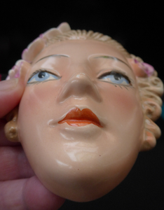 Goebel Wall Mask Miniature Size Lady with Pink Flowers in her Hair