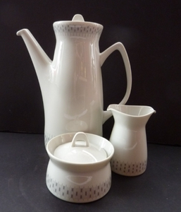 Beautiful Vintage 1960s NORWEGIAN Porcelain Porsgrund Coffee Set: RISOTTO Pattern