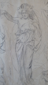 Victorian Pencil Life Study Drapery Study by Sir Bernard Partridge
