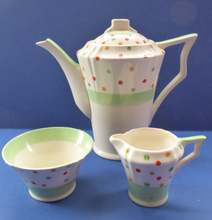 Load image into Gallery viewer, ART DECO Tams Ware Pottery Rainbow Polka Dots Complete Coffee Set. Extremely Rare
