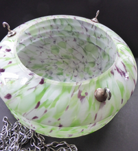 Load image into Gallery viewer, 1930s Glass Hanging Goldfish Bowl or Flycatcher Lampshade. Opaque Glass with Tutti Frutti Splatters
