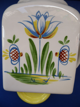 Load image into Gallery viewer, 1950s BRISTOL POTTERY Kitchen Canister or Storage Jar. Vintage Old Delft Tulip Design with Carrying Handle. SALT
