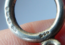 Load image into Gallery viewer, Vintage SOLID SILVER Bracelet with Abstract Floral Design &amp; Black Enamel Details. SIGNED; probably Scandinavian
