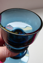 Load image into Gallery viewer, Stylish 1970s SHERINGHAM WEDGWOOD GLASS Blue Candlestick by Stennett-Wilson. 5 inches High
