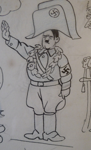 Original Pen Cartoon for Sale by Sidney Strube. Charlie Chapin as the Great Dictator