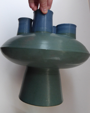 Load image into Gallery viewer, Brutalist Art Pottery Sculptural Flying Saucer Vase
