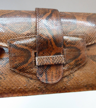 Load image into Gallery viewer, Fine Vintage Snakeskin Shoulder Bag. With long strap &amp; interesting flap closure. Clean with no Damages
