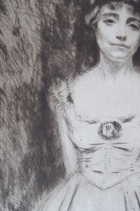 ORIGINAL ETCHING by Scottish Artist James McBey (1883 - 1959). The Silk Dress. Dated 1919 and signed in ink