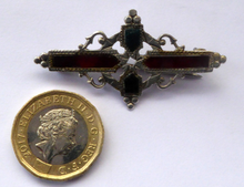 Load image into Gallery viewer, SCOTTISH SILVER: Delicated 1905 Edwardian Adie &amp; Lovekin Ltd Brooch Inset with Agates
