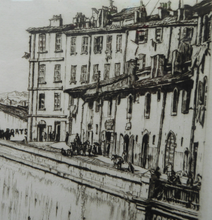 Load image into Gallery viewer, SCOTTISH Art. Original Etching / Drypoint by MUIRHEAD BONE (1876-1953). Railway Sheds, Marseilles; 1937. Pencil Signed
