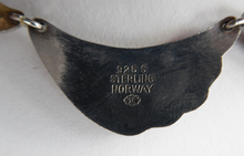 Load image into Gallery viewer, 1950s NORWEGIAN Guilloche Enamel and Silver Necklace by Elvik &amp; Co. with 12 Red Shell Shaped Links
