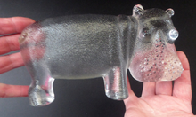 Load image into Gallery viewer, 1970s KOSTA BODA Glass Hippopotamus. Larger Size; Designed by Bertil Vallien. 8 1/2 inches wide
