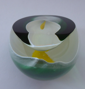 Scottish Caithness Glass Paperweight: Calla Lily by Gordon Hendry
