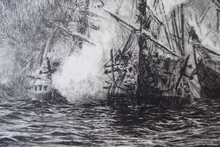 Load image into Gallery viewer, ORIGINAL ETCHING: William Lionel Wyllie (1851 – 1931) Battle of Trafalgar; c 1920. Pencil Signed
