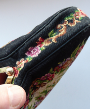 Load image into Gallery viewer, Vintage 1940s PETIT POINT Tapestry Handbag or Evening Bag. Unusual EGYPTIAN Motif on the Frame. Excellent Condition
