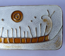 Load image into Gallery viewer, NORWEGIAN SILVER and Enamel Brooch by Nora Gulbrandsen for David Anderson. With title: Rock Carving in Norway
