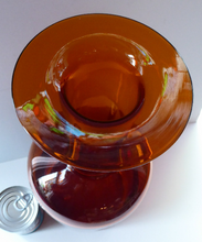 Load image into Gallery viewer, EXTRA LARGE Scandinavian GUL Vase or Bottle Vase. Designed 1962 by Otto Brauer for Holmegaard Glass, Denmark. Rich Brown / Dark Amber Colour
