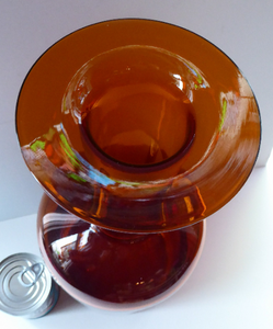 EXTRA LARGE Scandinavian GUL Vase or Bottle Vase. Designed 1962 by Otto Brauer for Holmegaard Glass, Denmark. Rich Brown / Dark Amber Colour
