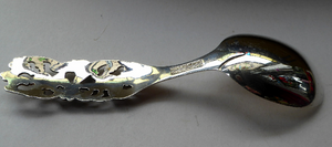 Vintage NORWEGIAN SILVER 830s Brodrene Lohne ELVESTER Small Serving Spoon; c 1900s Rare Scandinavian Silverware