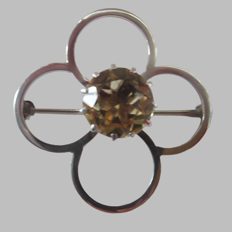 Scottish Silver Brooch Vintage 1970s. Cairngorm Stone