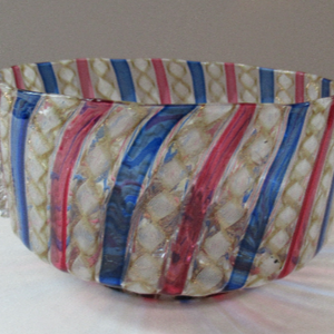 Salviati Murano Glass Latticino Zanfirico Glass Finger Bowl