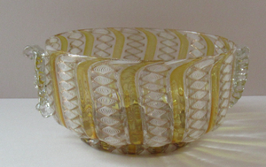  Salviati Murano Glass Latticino Zanfirico Glass Finger Bowl