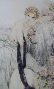 Louis Icart Colour Etching for Sale. La Belle Rose 1930s