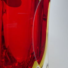 Load image into Gallery viewer, Vintage MURANO Mandruzzato Sommerso Block Vase. With Cut Facets on Each of the Corner Edges
