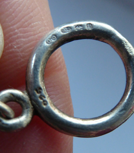 Vintage SOLID SILVER Bracelet with Abstract Floral Design & Black Enamel Details. SIGNED; probably Scandinavian