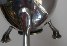 Load image into Gallery viewer, 1930s ART DECO Elkington Silver Plate Sugar Dispenser. Takes the Shape of a Large Shiny Egg with Tripod Feet
