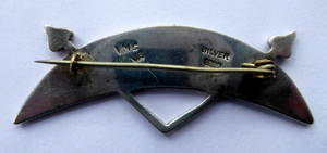 SCOTTISH SILVER. Rarer 1950s Scottish PICTISH Design: Crescent and Rod Brooch. Iain MacCormick Iona (after Alexander Ritchie original)