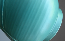 Load image into Gallery viewer, 1930s CROWN DUCAL Byztantine or Danube Vase. Shaped 155. Matt Aqua Green Glaze with Sgraffito Floral Decorations
