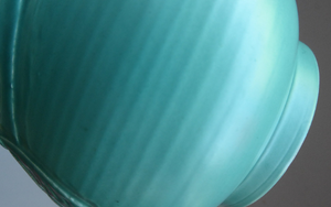 1930s CROWN DUCAL Byztantine or Danube Vase. Shaped 155. Matt Aqua Green Glaze with Sgraffito Floral Decorations