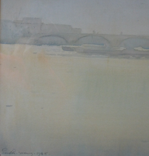 Load image into Gallery viewer, Knighton Hammond. Old London Bridge - Evening Watercolour 1920s
