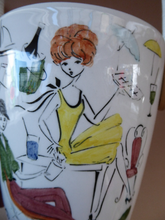 Load image into Gallery viewer, 1950s Ceramica Di Milano ICE PAIL with Handle. Very Rare - with decoration showing a stylish couple drinking cocktails

