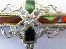 Load image into Gallery viewer, SCOTTISH SILVER: Delicated 1905 Edwardian Adie &amp; Lovekin Ltd Brooch Inset with Agates
