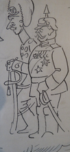 Load image into Gallery viewer, Original Pen Cartoon for Sale by Sidney Strube. Charlie Chapin as the Great Dictator
