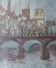 Load image into Gallery viewer, SCOTTISH ART. Sax Shaw (1916 - 2000). Watercolour of the Pont Neuf, Paris. Signed and dated 1950
