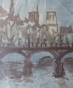 SCOTTISH ART. Sax Shaw (1916 - 2000). Watercolour of the Pont Neuf, Paris. Signed and dated 1950