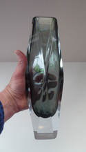 Load image into Gallery viewer, MASSIVE 12 INCHES Murano SOMMERSO Faceted Vase. Vintage 1960s in Unusual Pewter Grey Colour with Clear Casing
