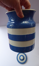 Load image into Gallery viewer, Vintage Cornishware TG Green Storage Jar: Mid Century. Larger Size. 6 3/4 inches height
