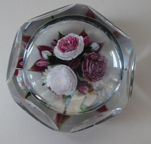 Load image into Gallery viewer, Rare RICK AYOTTE Limited Edition 1995 Cushion Cut Paperweight: Floral / Roses. LARGE SIZE 
