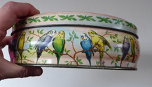 Load image into Gallery viewer, Peek Freans Round Biscuit Tin with Budgie Design

